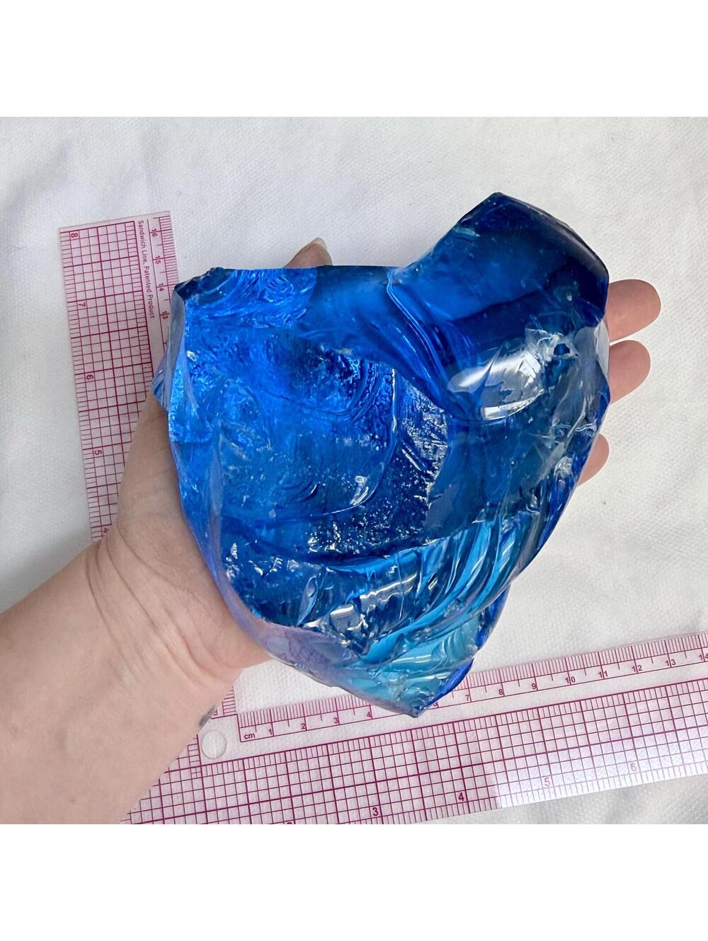 XL vibrant blue translucent Andara Crystal